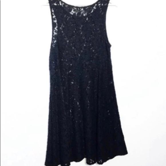 Free People Lace Casual Office Little Black Flowy Relaxed Sleeveless Dress S - Picture 9 of 11
